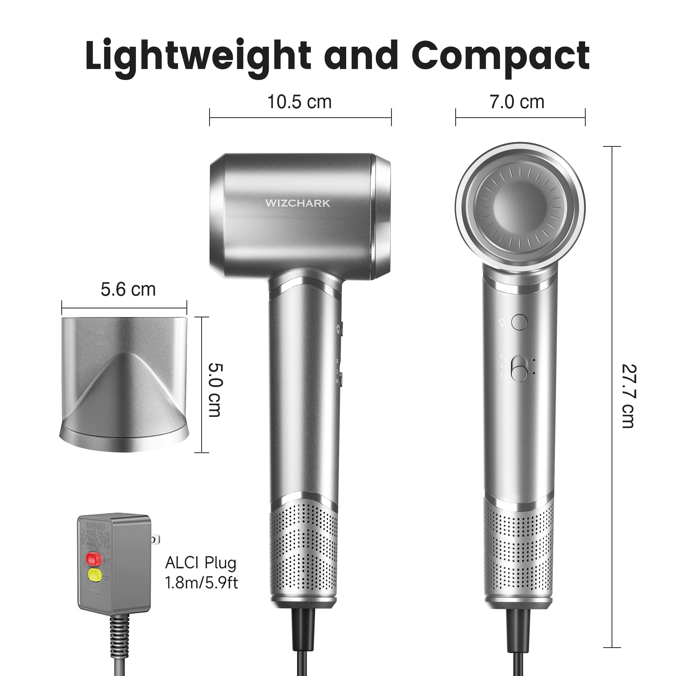 Máy sấy thổi ion 3 đèn màu với động cơ không chổi than 110.000 vòng / phút để làm khô nhanh